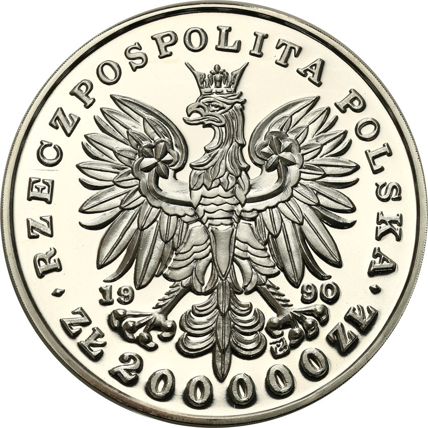III RP. Polska 200.000 złotych 1990 J. Piłsudski - Duży Tryptyk